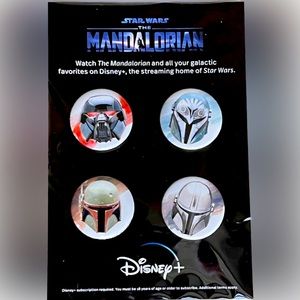 Disneyland Disney Parks Star Wars Night Button Pin set Mandalorian Boba Fett.